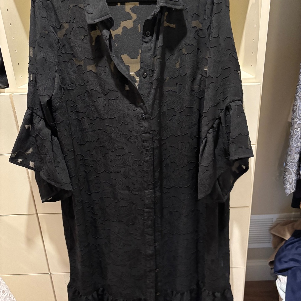 Susan Graver Soliel Burnout Cover up Duster Black